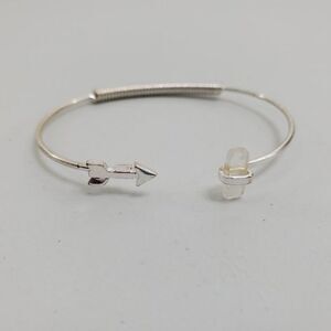 Arrow Cuff Bracelet‎ Silver Tone Boho Crystal Clear